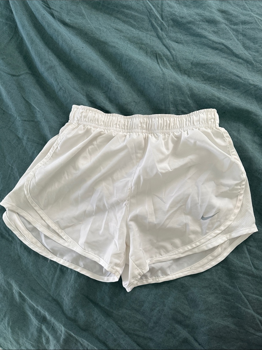 Nike White Women's Athletic Running Shorts with Subtle Swoosh